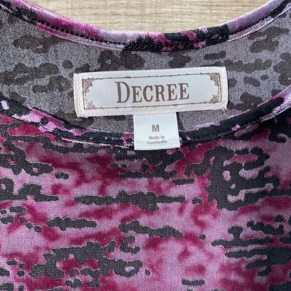 Decree Velvet Burnout Top Womens Med Peplum Goth Y2K Purple Pullover - Picture 3 of 8